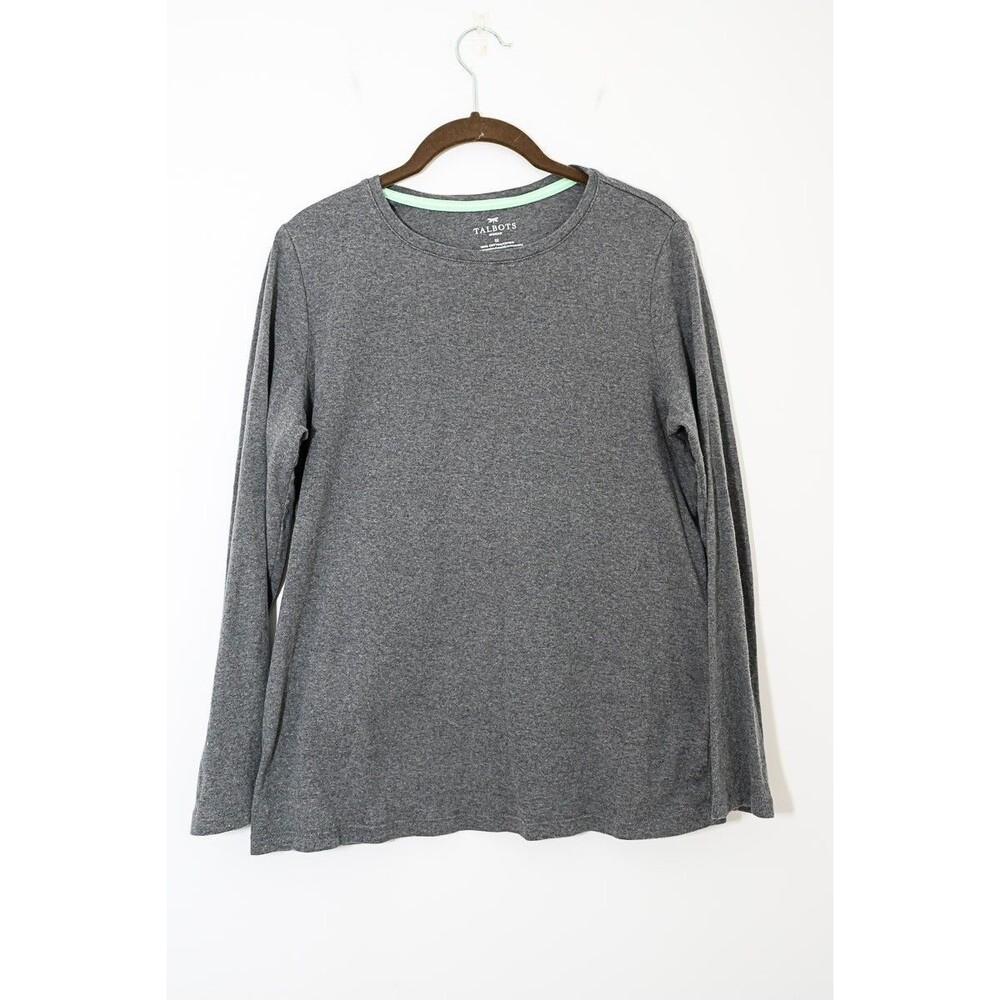 Talbots Tee Longsleeve Gray 1X‎ Top Shirt Casual Cotton